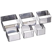 Ateco Plain Edge Square Cutters in Graduated Sizes, Stainless Steel, 6 Pc Set
