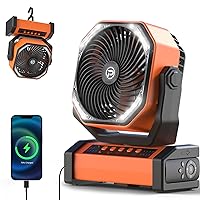 KITWLEMEN 20000mAh Camping Fan with LED Light, Auto-Oscillating Desk Fan with Remote & Hanging Hook, Rechargeable Battery Operated Tent Fan, 4 Timers USB Fan for Camping Jobsite Hurricane Emergency