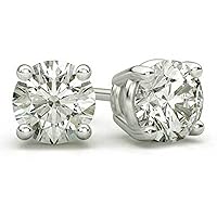3.00 Carat Total Weight Round Simulant Diamond Cz Stud Earrings 4 Prong Screw Back (D Color VVS1 Clarity)