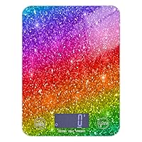 ALAZA Food Scale, Multicolor Glitter Rainbow Gradient Digital Kitchen Scale for Food Ounces and Grams, 5g/0.18 oz - 5kg/11LB