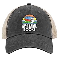 Just A Boy Who Loves Books Reading Caps Cool Hat AllBlack Mens Hats and Caps Gifts for Men Beach Hat