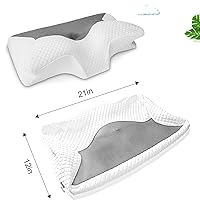 HOMCA Cervical Memory Foam Pillow with Pillowcase (Gray)