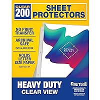 Samsill Sheet Protectors, 8.5x11 Inch Page Protectors, 3 Ring Binder, Heavy Duty, Clear Protector Letter Size, Top Loading, Acid Free, 200 Pack