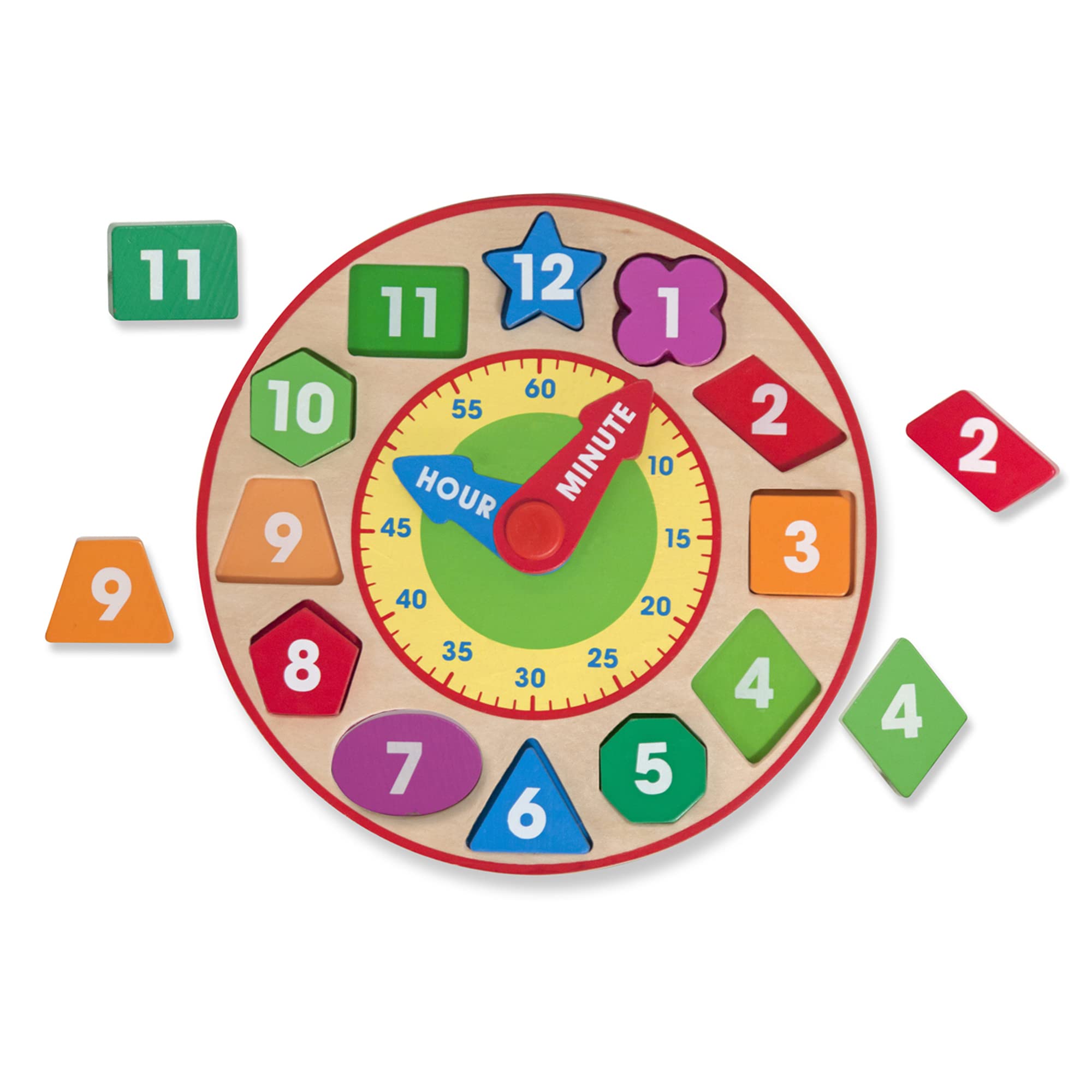 Melissa & Doug Shape Sorting Clock - Wooden Educational Toy - Learn To Tell Time Clock Toy For Kids 3+