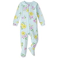 The Children's Place Baby Girls' and Toddler Long Sleeve Zip-Front One Footed Pajama Snug Fit 100% Cotton 2 Piece Set