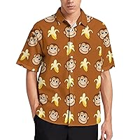 Monkeys Love Banana Mens Hawaiian Shirt Printed Short Sleeve Button Down Summer Beach Shirts