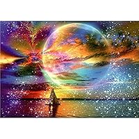 MXJSUA 5D DIY Diamond Painting Kit by Number Full Drill Round Beads Crystal Rhinestone Embroidery Cross Stitch Picture Supplies Arts Craft Wall Sticker Decor 12x16In Snow City 