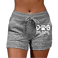 Women Printed Bottoming Yoga Pants Casual Sports Tie Up Stretch Shorts