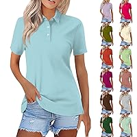 UOFOCO Women's Polo Shirts Short Sleeve V Neck 1/3 Button Down Shirts Business Solid Lightweight Summer Tops for Women 2024
