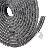 TORRAMI Felt Weather Stripping Seal Tape 11/32 inch x 11/32 inch x 16 ft, Self Adhesive Door Brush Seal Strip with New Package Neat Pile Keep Draft Out Warm in Winter, Grey