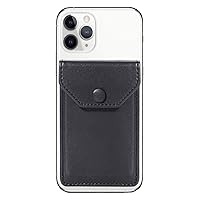 Adhesive Cell Phone Ultra-Slim Leather Wallet Stick on Wallet for Credit Card, Business Card, and Id with Phone, and Phone Case, RFID Blocking Sleeve Black