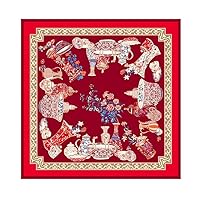Heavy Mulberry Silk Women's Scarf Orient Elements Print Shawl Manual Crimping 753