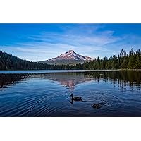 Landscape Photography Print (Not Framed) Picture of Mount Hood Overlooking Trillium Lake on Summer Evening in Oregon Pacific Northwest Wall Art Nature Decor 4x6 to 40x60