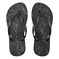 Black Marble Womens Flip Flops Natural Stone Veins Pattern Summer Beach Sandals Casual Thong Slippers Comfortable Shower Slippers Non Slip Water Sandals shoes S