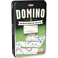 Double 6 Dominos | Easy to Learn | Popular Table Game | Classic Game for Friends & Family | 2+ Players | Coloured Dots for Easy Play | Sturdy Storage Tin | Plastic Dominoes That Last | Age 7+
