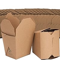100% Recyclable 16oz Brown Chinese Take Out Boxes 50pk. Leakproof Greaseproof To-Go Containers For Restaurant Event Parties Food Service. Best Value Bulk Pack Microwaveable and Stackable Meal Pails.