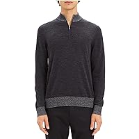Theory Mens Quarter Zip Pullover Sweater, Black, Small