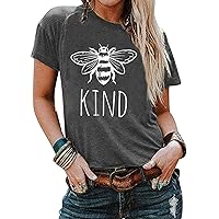 Women Short Sleeve Be Kind Tees Shirt Funny Inspirational Teacher Summer Fall Bee Kind Graphic Tees Tops