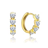 14k Gold Hoop Earrings with Heart Shaped Moissanite Diamond Earrings,(1/5 cttw, EF Color, 10k/14k/18k)
