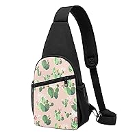 BREAUX Cactus Pattern Crossbody Chest Bag, Casual Backpack, Small Satchel, Multi-Functional Travel Hiking Backpacks