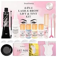2024 4-IN-1 Eyelash Lift Eyebrow Lamination Lash and Brow Color Kit, Lash Perm Curling Kit Natural Black Coloring Set, Lasts for 8 Weeks Easy DIY for Salon & Home