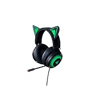 Razer Kraken Kitty Quartz Edition - Cat Ears USB Gaming Headset, Chroma Lighting, Wired for Cross-Platform Gaming for PC, PS4, Xbox One & Switch, 50mm Diaphragm, 3.5mm Cable with Line Controls, Black
