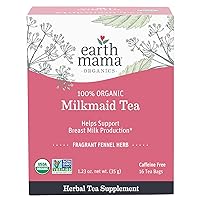 Earth Mama Organic Milkmaid® Tea | Lactation Support Herbal Tea Bags for Breastfeeding, Decaf Lactation Supplement for Increased Breast Milk Production, With Milk Thistle & Fenugreek (16 Count)