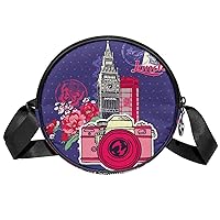 Small Crossbody Bag London Round Purse Wallet Mini Shoulder Bag For Women Girls 17.8x17.8cm