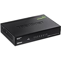 TRENDnet 8-Port Gigabit GREENnet Switch, Ethernet Network Switch, TEG-S82G, 8 x 10-100-1000 Mbps Gigabit Ethernet Ports, Ethernet Splitter, 16 Gbps, Metal, Lifetime Protection, Black