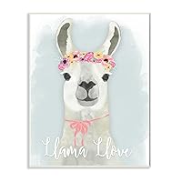 The Stupell Home Decor Collection Llama Love Pink Flower Tiara Wall Plaque Art, 10 x 0.5 x 15, Proudly Made in USA
