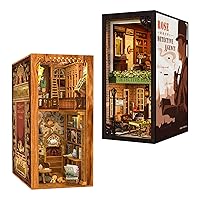 CUTEBEE DIY Book Nook Kit with Dust Cover, DIY Wooden Miniature House Kit Bookshelf Insert Booknook Bookend Stand Bookcase Model Build Creativity Kit Decor Alley with LED Light (Rose Detective Agency)