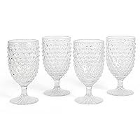 Martha Stewart Chauncey 4-Pack 14.2 oz Hobnail Handmade Glass Goblet - Clear