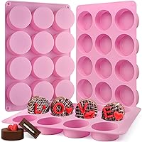 Actvty Round Chocolate Cookie Molds, 3 Pieces 12-Cavity Cylinder Chocolate Silicone Molds for Covered Oreo, Cookies Candy Jelly Mini Cakes and Muffin Baking(Pink)