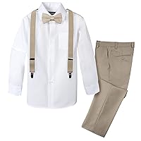 Spring Notion Boys' 4-Piece Suspender Outfit, Customizable Option Available
