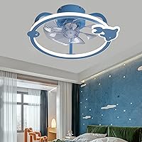 Led 85W Bedroom Ceiling Fan Light Stepless Dimming, Ceiling Fans with Lights and Remote/App Control, Silent Fan Ceiling Lamps, 50Cm Kids Fan Lighting Adjustable 6-Speed/Blue/B