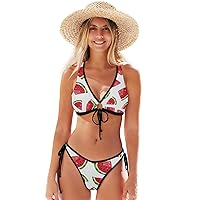 ALAZA Watermelon Slices Ifresh Summer Fruit Swimwear Triangle Bathing Suit S