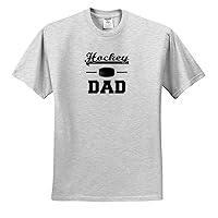 3dRose Stamp City - Typography - Hockey Dad with a Puck. Black Lettering on White Background. - Adult T-Shirt XL (ts_324984)