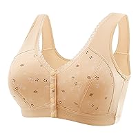 Women’s Lace Bra Ladies Push Up Bras V-Neck Bras Florals Printed Bras Full Coverage Front Button Non Wired Bras