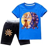 Kids FNAF Sundrop Clothes Sets Casual 2 Piece Sets Moondrop Sundrop Graphic Comfy T-Shirts and Shorts Sets for Summer