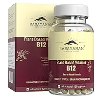 Rasaya.NAM Plant Based Vitamin B12 Supplement for Men & Women (120 Capsules) | Organic Formulation for Vegetarians & Vegans to Support Nervous System & Brain Function