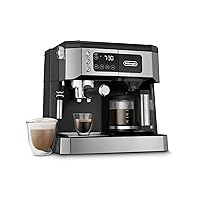 De'Longhi All-in-One Combination Coffee Maker & Espresso Machine + Advanced Adjustable Milk Frother for Cappuccino & Latte + Glass Coffee Pot 10-Cup, COM532M black