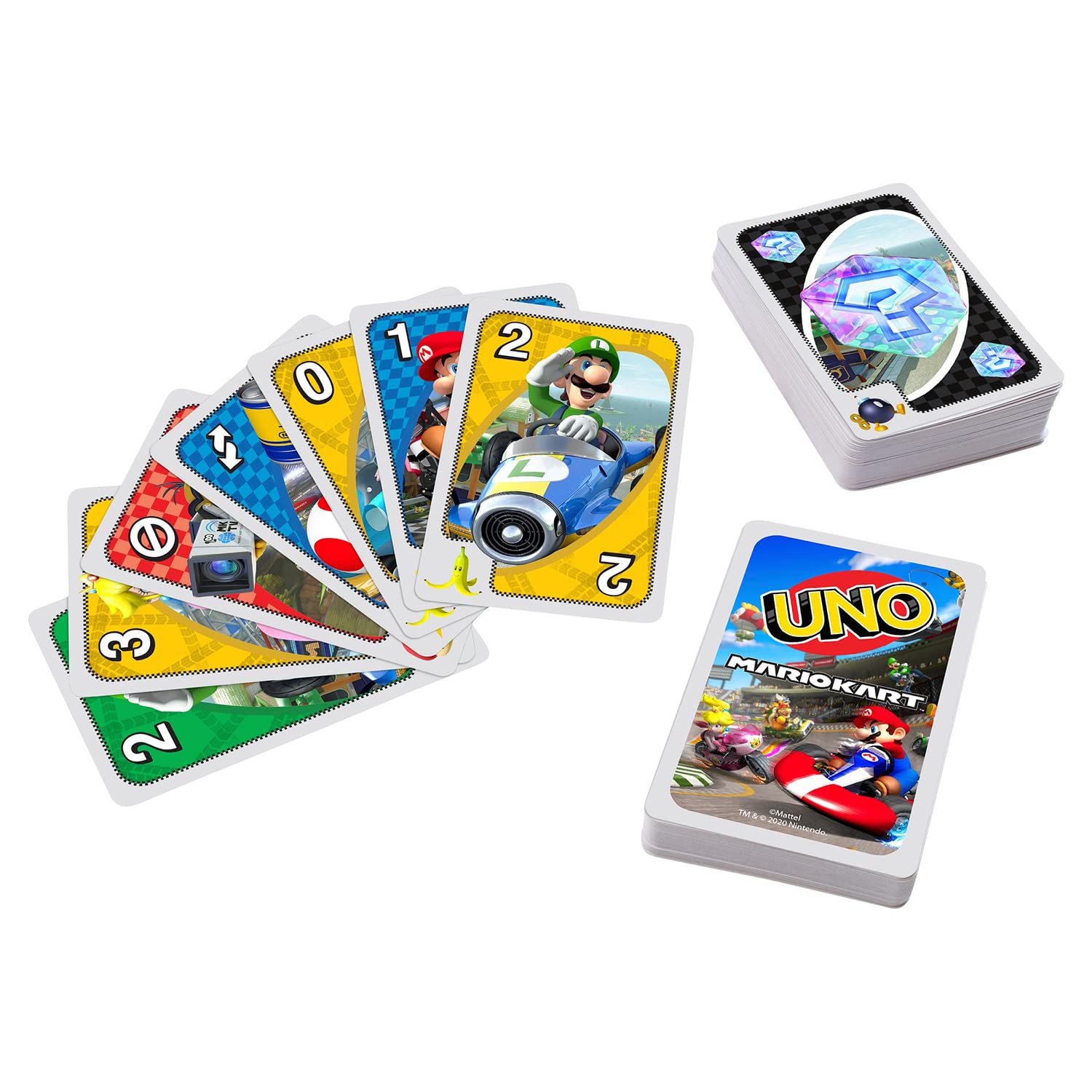Mattel Games ​UNO Mario Kart Card Game for Kids, Adults, Family and Game Night with Special Rule for 2-10 Players