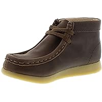 FOOTMATES Wally Lace-Up Wallabee Leather Moccasin Chukka Kids Hiking Boots with Wide Toe Box and Custom-Fit Insoles, Non-Marking Outsoles - For Toddlers and Little Kids, Ages 1-8