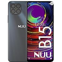 NUU B15 Unlocked Android Cell Phone, Dual SIM 4G, 6.78'' Full HD+ Display, 90Hz, Quad-Camera 48 MP, 4GB + 128GB, 5000 mAh, 18W Fast Charge, Black, US Warranty & Hotline Support