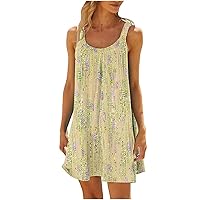 Boho Style Sundress for Women 2024 Summer Casual Sleeveless Tunic Mini Dress Fashion Print Vacation Tank Dresses