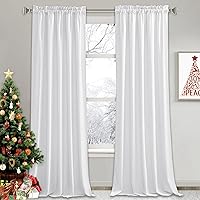 RYB HOME Pure White Velvet Curtains 120 inches - Super Soft Vertical Drapes Simple Home Decoration for Living Room Home Office Bedroom, W52 x L120, White, 2 Pieces
