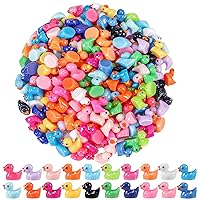 200 Pcs Mini Resin Duck Colorful Miniature Figures Micro Fairy Garden Landscape Aquarium Hide and Seek Dollhouse Cake Decoration Potted Plants DIY Slime Craft Charms for Party Toys Game Gift