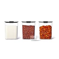 Rubbermaid Brilliance BPA Free Food Storage Containers with Lids, Airtight, for Kitchen and Pantry Organization, Set of 3 w/ Scoops, Color:Clear