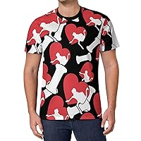 I Heart Love Ostrich Men's T Shirts Full Print Tees Crew Neck Short Sleeve Tops
