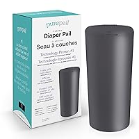 Classic Diaper Pail – Black, Blocks Odors with No Added Fragrance, Holds 20% More Diapers & Generates Less Waste, No Cutting, No Canisters, Includes 1 Pail + 2 Refill Bags + 1 Charcoal Filter